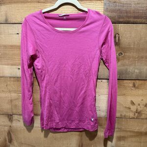 Smartwool Women 100% Merino Wool Long Sleeve Crewneck Base Layer Top Small Pink
